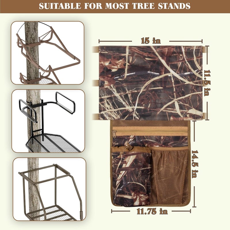 Smasrob Universal Tree Stand Seat Replacement with 3 Pockets, Adjustable Tree Stand Seat with Metal Buckles, Fits Most Ladder Tree Stands, Camouflage - Image 5
